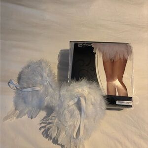 White Feathered Costume Wings and Tutu skirt
